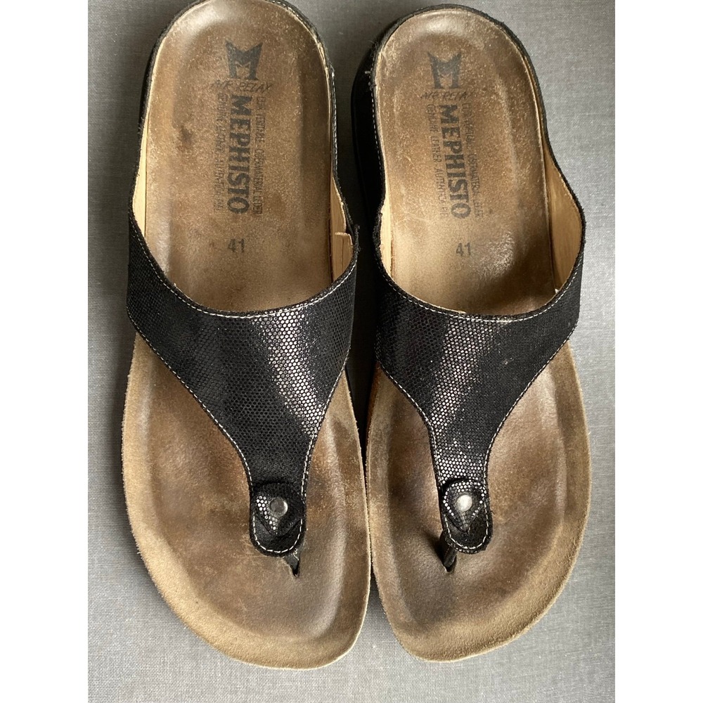 Mephisto Sandals Agacio Shoes Women 41 US 11 Leather Flip Flops Air Comfort s4
